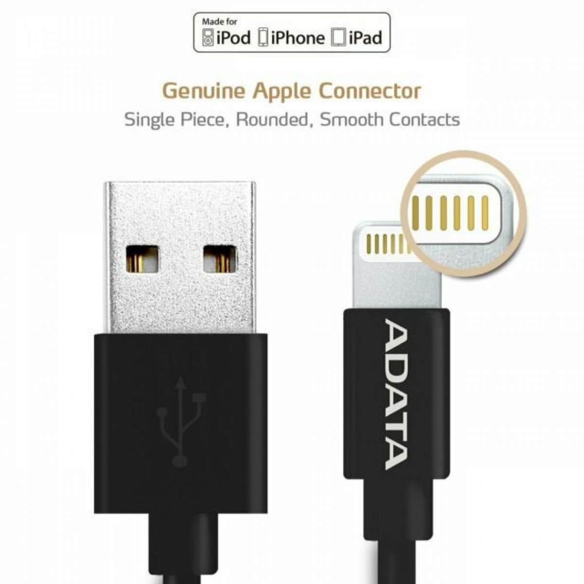 ADATA LIGHTNING APPLE CERTIFIED 1M BLACK CABLE ADATA LIGHTNING APPLE CERTIFIED 1M BLACK CABLE