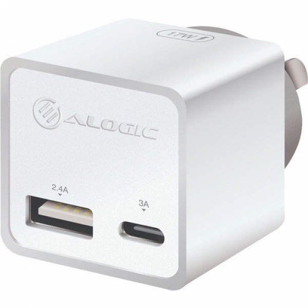 ALOGIC 2 PORT USB-C & USB-A MINI CHARGER WHITE