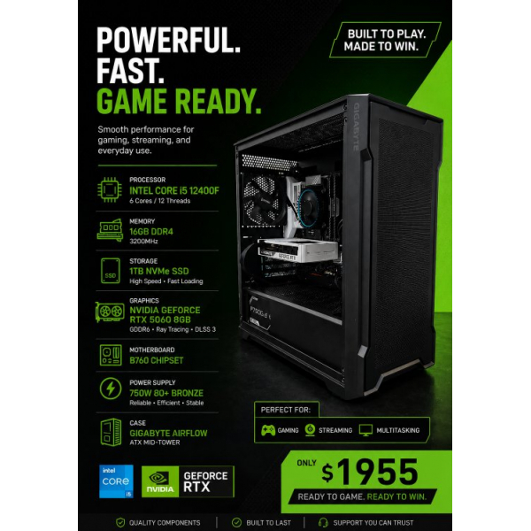 2026: INTEL 12400  + 16GB + 1TB SSD  +5060 8G